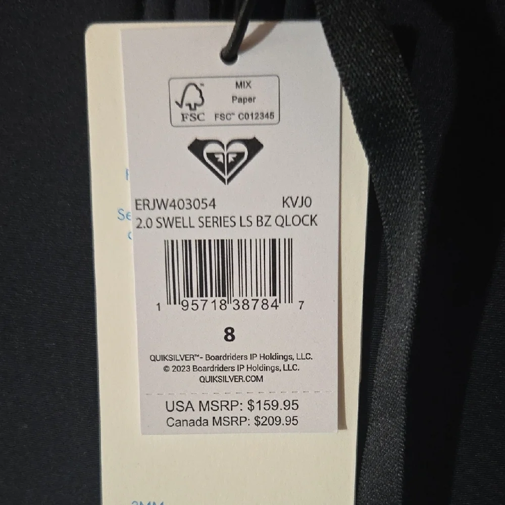 Roxy Floral Patterned Black Short Wetsuit NWT - Picture 4 of 5